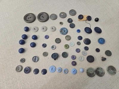 Vintage Blue And Gray Button Lot Mixed Buttons - Image 1 of 4