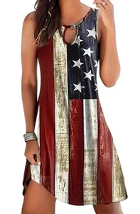 American Flag Tank Dresses for Women USA Flag Stars and Stripes Patriotic Jul... - Bild 1 von 3