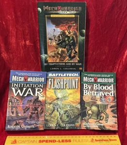 LOT OF 4 BATTLETECH MECHWARRIOR NOVELS INITIATION TO WAR FLASHPOINT +++ VGC!!! - Picture 1 of 4