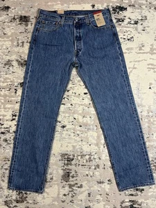 Levis 501 Original Fit Jeans Mens 34x32 Denim Straight Leg Button Fly Cotton NWT - Picture 1 of 12