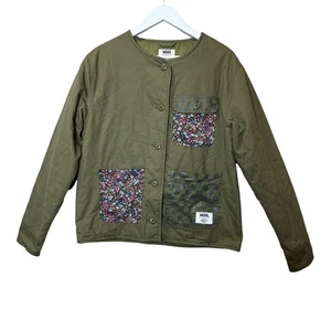 Vans X Liberty Boxy Button Up Oversized Brush Cotton Jacket Green Women's Medium - Picture 1 of 11
