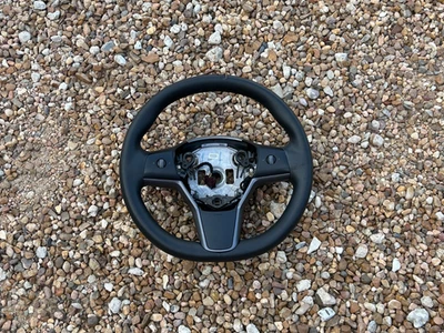 2017-2023 Tesla Model 3 Y Steering Wheel Heated Leather Black OEM 1490214-00-B - Image 1 of 4