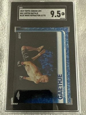 2019 Topps UFC Chrome JUSTIN GAETHJE Backflip Blue Wave Refractor #67/75 SGC 9.5 - Image 1 of 2