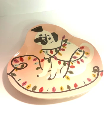 Wondershop Pug Dog Pink 10” Melamine CHRISTMAS PLATES LOT OF 4 / Hostess Gift - Image 1 of 4