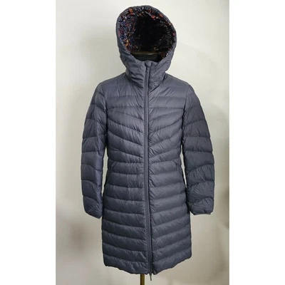 EUC LANDS' END Navy Packable Lightweight Coat Hooded Down Long Jacket XS 2 4 - Image 1 of 4