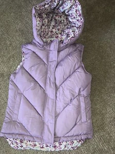 VTG Girls GAP Puffer Vest Lively Lavender Flowered Lining Size 8 NEW Reversible - Picture 1 of 12