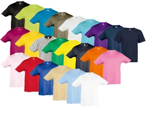 Childs Girls Boys Childrens Plain Cotton t Shirt T-Shirt Tee shirt 2-12 Years - Picture 1 of 24