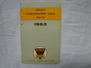 1963 BRIEF PASSENGER CAR DATA POCKET GUIDE from ETHYL GASOLINE CORP - Picture 1 of 2