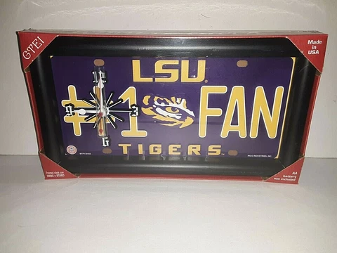 LSU Tigers NCAA # 1 Fan Quartz License Plate Clock Cover