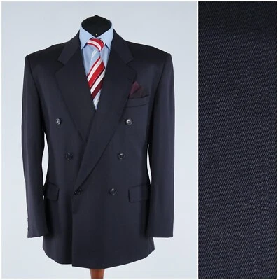 Mens Double Breasted Sport Coat 42R US Size LITRICO Dark Purple Blazer Jacket Foto 1 de 4