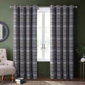 always4u Plaid Gingham Curtains for Living Room Bedroom Room Darkening Check ... - Picture 1 of 9
