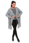 Womens Long Hooded Chunky Blazer Cable Knit Cardigan Sweater One Size 8-16 MV222