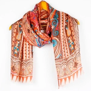 Silk scarf E192 brown 180 x 62 cm - Picture 1 of 3