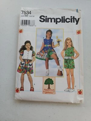 Vintage Simplicity #7534 Girls' Dress, Tops & Shorts Size  5, 6, 7, 8  - Image 1 of 3