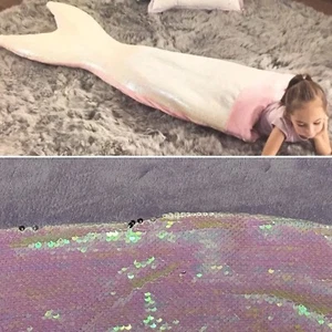 Cynthia Rowley Lavender Purple Sequins Mermaid Tail Sleeping Bag Snuggle Wrap - Picture 1 of 11