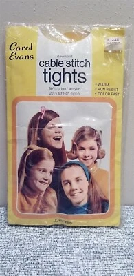 MALLAS DE COLECCIÓN CAROL EVANS PUNTADA DE CABLE NIÑAS Talla GRANDE Dorado Amarillo JCPenney Nuevas de Lote Antiguo Foto 1 de 4