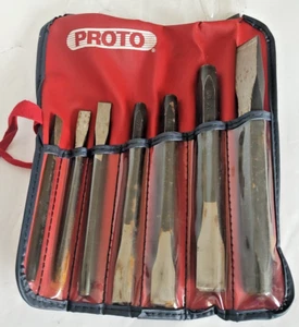 Proto Seven Piece Cold Chisel Set 86A w/ Roll Up Pouch - Picture 1 of 13