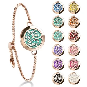 Essential Oil Diffuser Bracelet Stainless Steel Aromatherapy Locket Adjustabl... - Picture 1 of 8