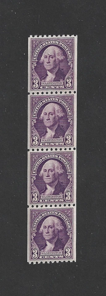 US STAMP 722 GEORGE WASHINGTON 3c COIL STRIP OF 4 MINT NH OG FREE SHIP - Image 1 of 1