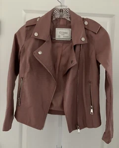 Ci Sono Kids Cavalini Girls Pink Faux Leather Zip Front Short Jacket Size 10 - Picture 1 of 8