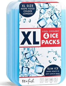 Paquete delgado de 4 loncheras azul Ice Packs Hard Block XL enfriadores fríos congelador - Imagen 1 de 8