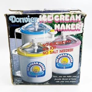 Vintage Donvier Chillfast Hand Cranked Ice Cream Maker 1 Pint Yellow Complete - Picture 1 of 10