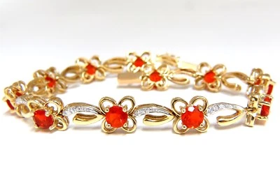 Brazalete de diamantes de ópalo mexicano natural de 5,36 quilates trébol de oro de 14 quilates** Foto 1 de 4