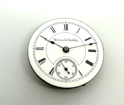 Columbus Watch Co pocket watch movement and dial, for parts, repairs, restoring Foto 1 de 4