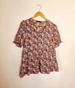 MARKS & SPENCERS Size 14 Short Sleeved Blouse Top Floral Pretty Ditsy M&S - Picture 1 of 11
