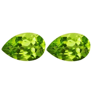 1.77 Ct VVS [2Pcs Pair] Fabulous Pear 8.4 x 5.1 MM Green 100% Natural Peridot - Picture 1 of 5