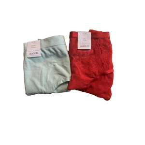 Paquete de bragas Auden para mujer talla 1X 2 rojas verde menta encaje descaradas hipster cómodas - Imagen 1 de 3