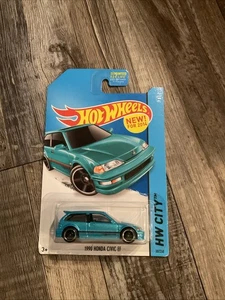 🎌🎌Hot Wheels 1990 HONDA CIVIC EF HW CITY 30/250 Teal H28🎌🎌 - Picture 1 of 5