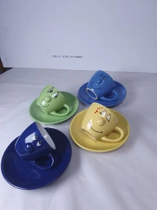Steinzeug bunte lustige Gesichtsausdrücke Keramik Kaffeetassen Schüsseln - Bild 1 von 11