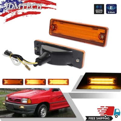 Luces de señal LED DRL secuenciales de parachoques ámbar 2 piezas para camioneta Mazda 323 626 Foto 1 de 4