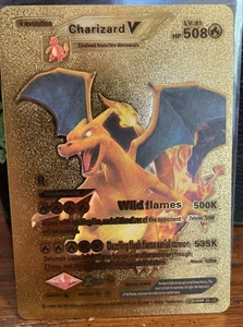 Pokemon CHARIZARD V Evolution 508HP Gold Foil Fan Art Card SMP 26-43 Wild Flames - Picture 1 of 2