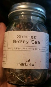 Charbrew SUMMER BERRY TEA 16 Bio Tea Pyramids Black Tea - Picture 1 of 2