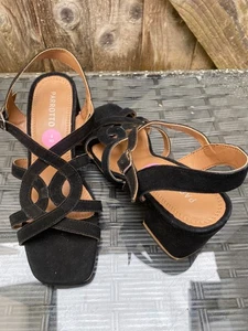 NEU PARROTTO ECHT WILDLEDER SCHWARZ BLOCKABSATZ SLINGBACK OPEN TOE SANDALEN UK5/EU38 - Bild 1 von 13