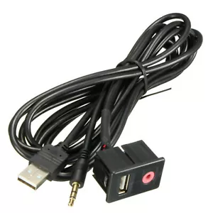 Audio USB 3.5mm AUX Adapter Dash Flush Mount Panel W/1.5M Cable for Car Boat s - Picture 1 of 9