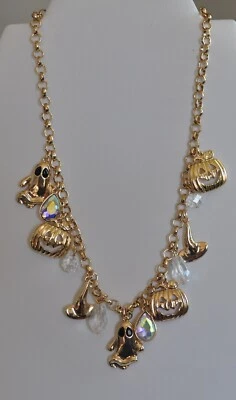 COLLAR CON DIJE DE SALUDOS FANTASMALES KIRKS FOLLY EN TONO DORADO Foto 1 de 4