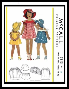 McCall 7813 1930er Mädchen GEHROCKKLEID & Schlapphut Muster MÄDCHEN KLEINKIND Gr. ~2~ - Bild 1 von 7