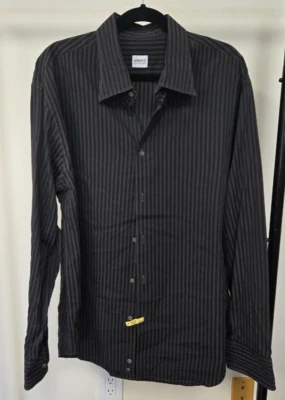 Armani Exchange Shirt Mens Large Black Stripe Button Up - Image 1 of 4