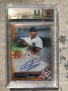 2017 BOWMAN CHROME GLEYBER TORRES ORANGE SHIM REFRACTOR AUTO #/25 BGS 9.5/10! - Picture 1 of 7