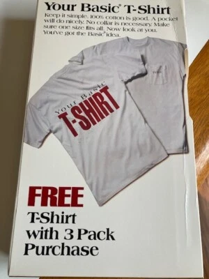 复古 Your Basic T 恤从未打开 NOS 白色 1990 年代 — 第 1/3 张图片