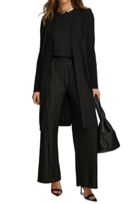 Cárdigan abierto DONNA KARAN New York negro lana seda mezcla bolsillos talla L de colección Foto 1 de 4