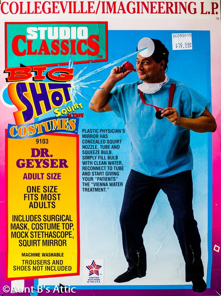 Big Shot Doctor Geyser Costume 3Pc Novelty Shirt Mask & Squirt Mirror Costume L - Image 1 of 1