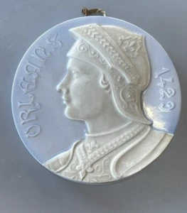 JEANNE D’ARC Bas relief Portrait en Relief en faïence de Lunéville 1900 - Picture 1 of 6
