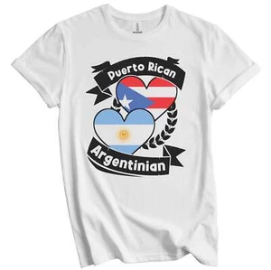 Puerto Rican Argentinian Heart Flags Puerto Rico Argentina T-Shirt - Picture 1 of 3