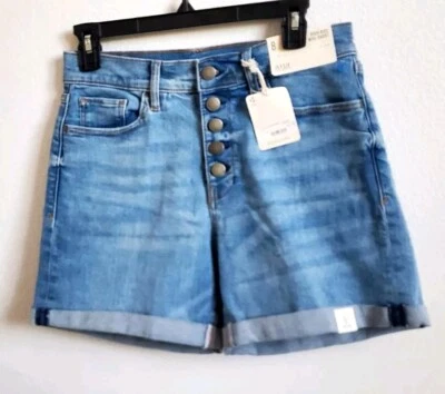 Pantalones Cortos Midi de Denim Azul Puños Frontales Botones Tiro Alto a.n.a 5" Talla 8 Nuevos con Etiquetas  Foto 1 de 4