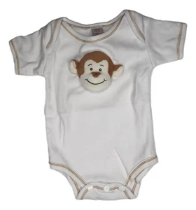 Baby One-Piece Bodysuit Tee Plush Monkey Face T-Shirt 0-3 Months - Picture 1 of 2
