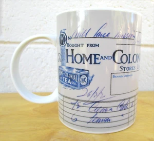 HOME & COLONIAL TEA STORES VINTAGE INVOICE Coffee Cocoa Mug Cup, BIA Cordon Bleu - Picture 1 of 12